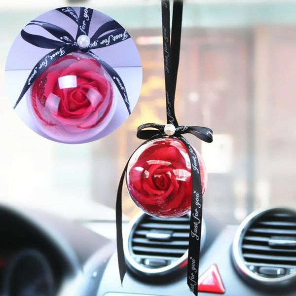 

car pendant everlasting rose hanging ornaments automobiles rearview mirror suspension soap flower decoration car accessories