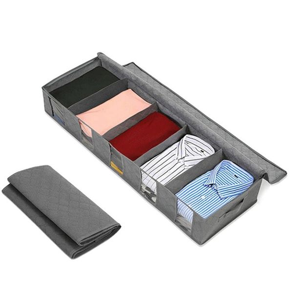 

large capacity under bed storage bag box compartments clothes shoes organizer