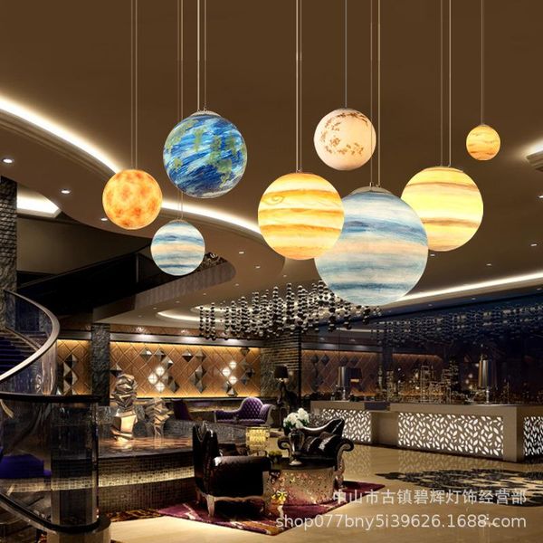 

pendant lamps nordic planet light creative lamp e27 acrylic ball suspension children's room boy zm1029