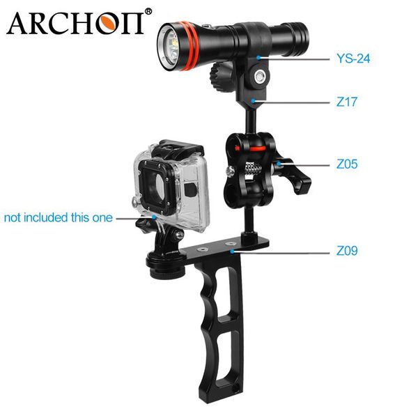 

archon d15vp+ys24+z17+z05+z09 100m waterproof underwater diving light red white led diving torch kit for hero 5 4 3