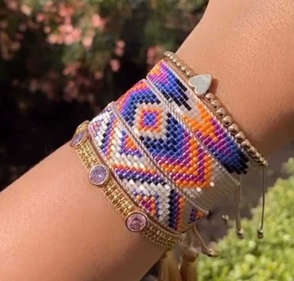 

tennis pretty bead miyuki women jewelry sale cute fashion wholesale gift diamond pattern bracelet set, Golden;silver