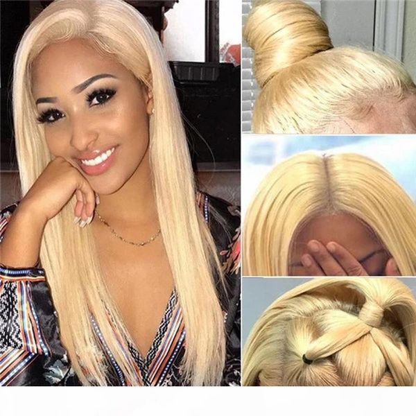 

blonde wigs straight human hair lace wigs for black women pre plucked hairline with baby hair 613 lace front wig ing, Black;brown