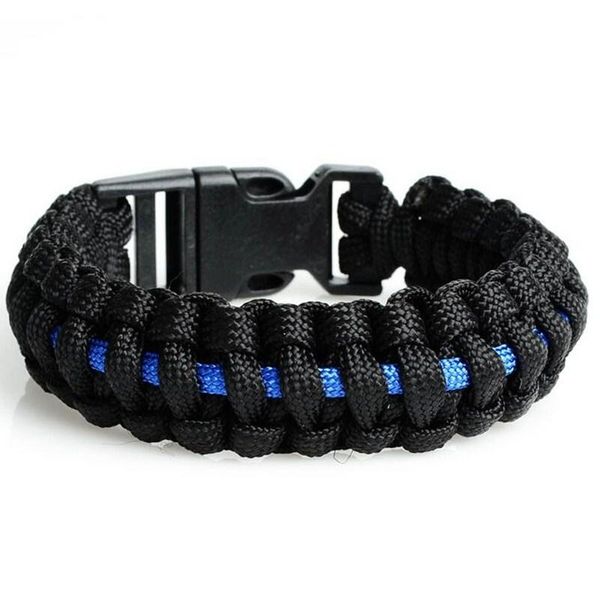 

outdoor gadgets thin blue line paracord handmade 550 weave bracelet