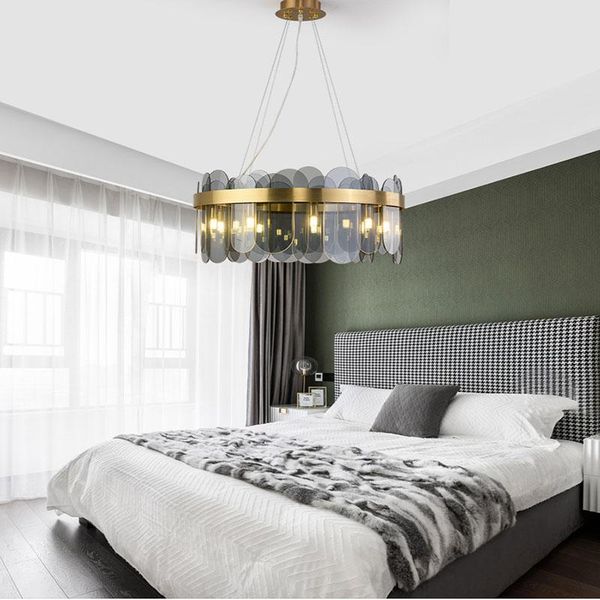 

pendant lamps nordic crystal chandelier living room led light bedroom lighting villa el loft indoor daily