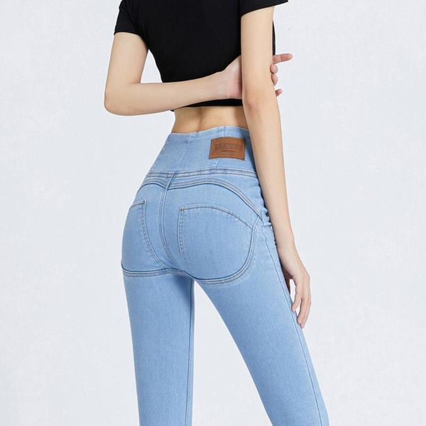 

high waist small feet carry hips high thin tight pencil pants women, Blue