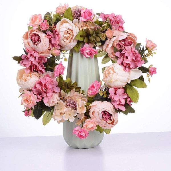 

artificial flower wreath peony door spring round for the front door, wedding, home decor party decoration decorative flowers & wreaths
