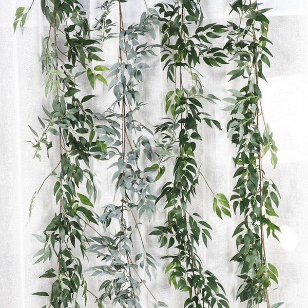 

2021 willow decoration simulation wicker green leaves cane wedding set decoration plant rattan leaves