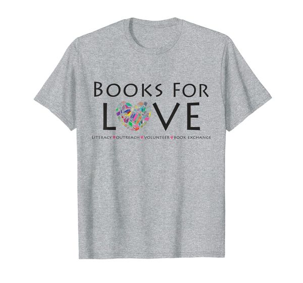

books for .o.v.e non-profit t-shirt support books for kids, White;black