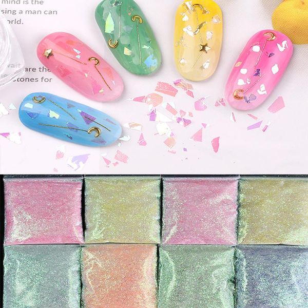 

nail glitter 15colors( 20g)iridescent glass paper supplier aurora cellophane sequins chunky powder broken decal paper#176p, Silver;gold