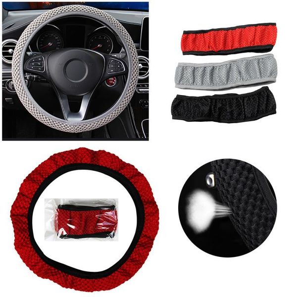 

steering wheel covers car ice silk cover universal for 38cm wear-resistant anti-slip accessories black red gray