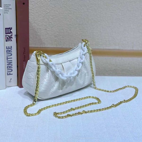 

pu leather alligator pattern bag chain decoration zipper purse women's shoulder bags pure color pleated design crossbody pocket