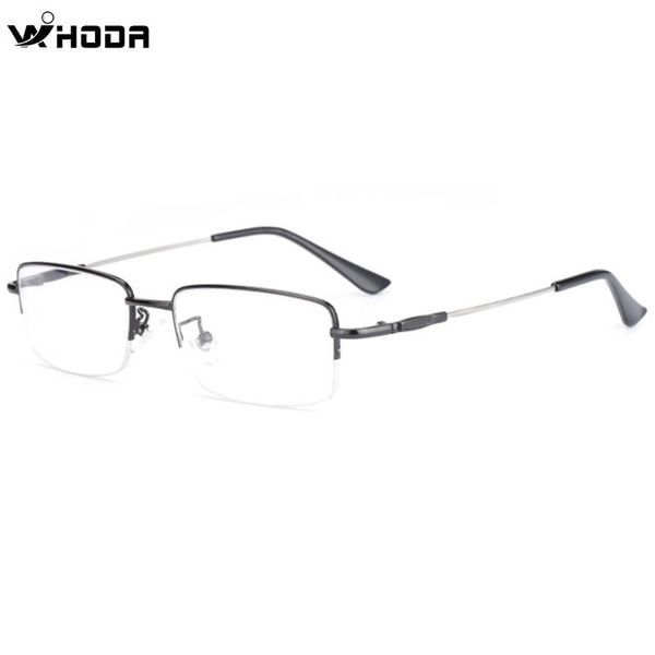 

fashion sunglasses frames square titanium alloy men's semi frame prescription frames, male metal myopia, hyperopia, presbyopia optical, Black