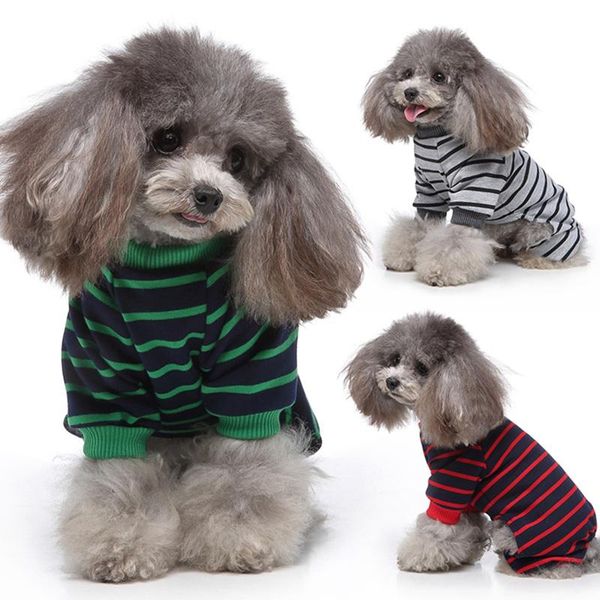 

dog apparel stripe pet 4 legged pajamas soft casual homewear puppy jumpsuit all seasons cotton romper fashion chihuahua clothes