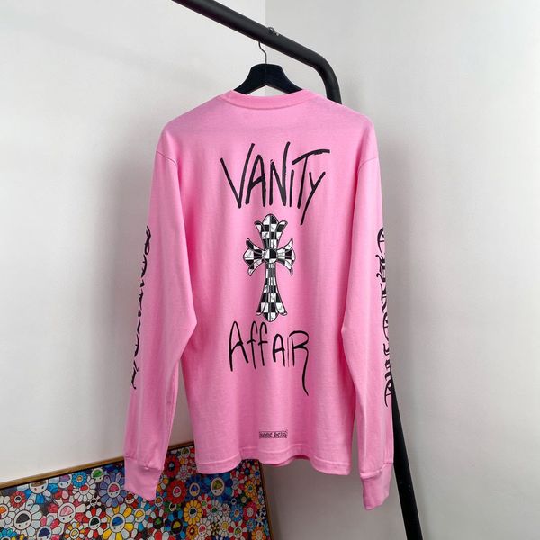 

ch pink graffiti long sleeve t-shirt fashion crosin brand cross loose couple men's and women's pullover crew n, Black