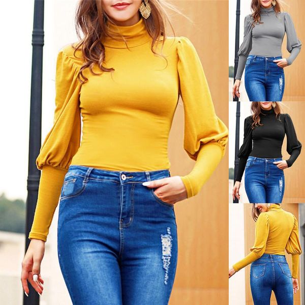 

women's blouses & shirts fashion bottoming blouse tunic shirt casual turtleneck autumn winter ladies female women long sleeve blusas p, White