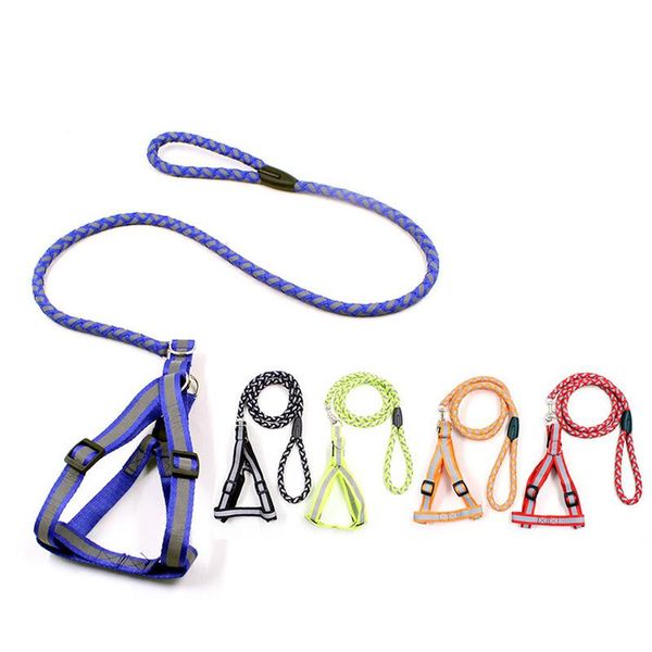 

dog collars & leashes cute reflective puppy collar chest strap with traction rope chain nylon night out for leather pet supplies