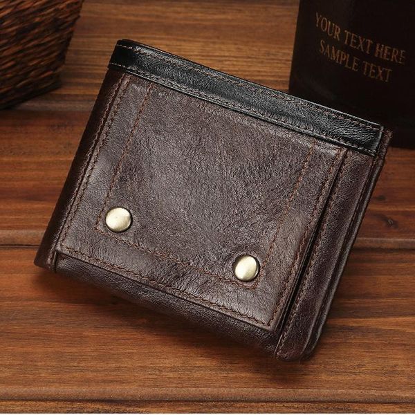 

wallets 2021 100% genuine leather men wallet with coin pocket male walet removable card holder business retro purse 45, Red;black