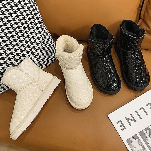 

boots 2021 women's snow waterproof fur women australia winter for warm flat botas mujer u625, Black