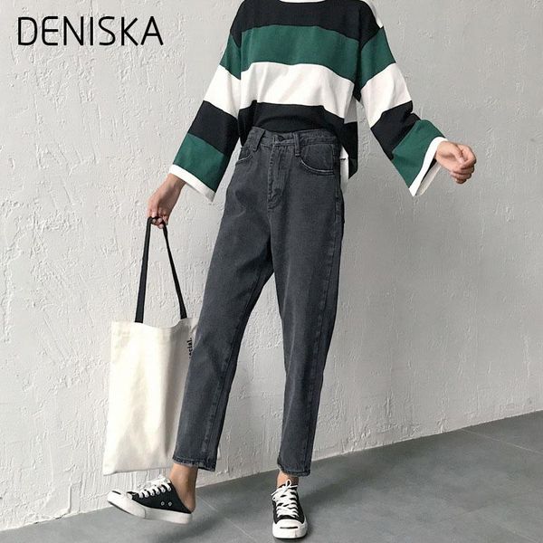 

women's pants & capris deniska casual boyfriend style harem women jeans loose female harajuku hipster ankle leg 2021 spring summer, Black;white