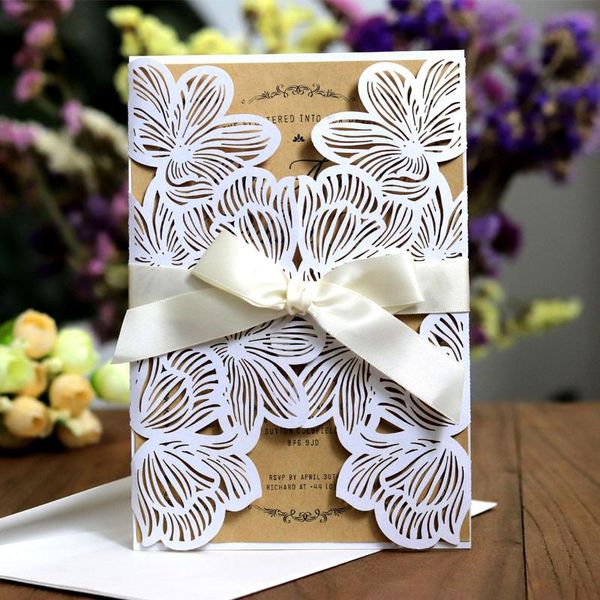 

greeting cards 10/20pcs hollow out flower design wedding invitation with envelope festival card birthday cocktail party supplies