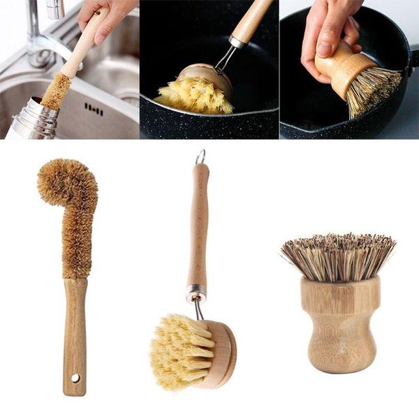 

clothing & wardrobe storage plant based cleaning brush set,bamboo kitchen scrub set of 4 clean tablewa r9uf