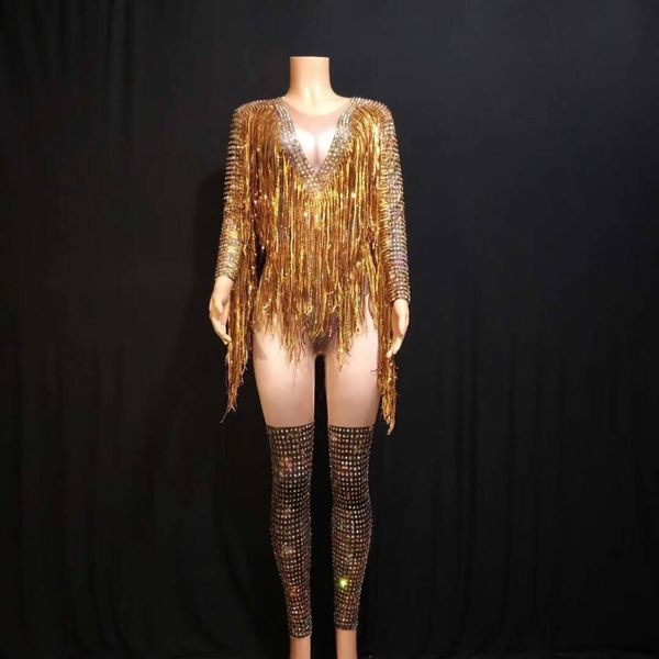 

high elastic celebrity gold borla jumpsuit costume monkey night party xyk5, Black