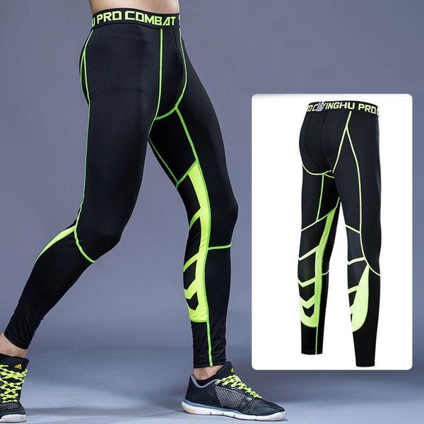 

running pants 2021 tights men compression polyester quick dry sports leggings man long trousers gym fitness male, Black;blue