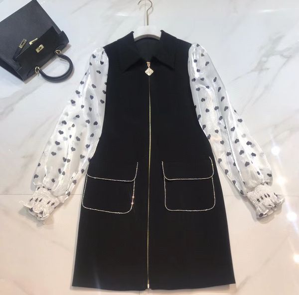 

213 xl 2021 spring summer a line same style dress womens clothes lapel neck flora print weilan, Black