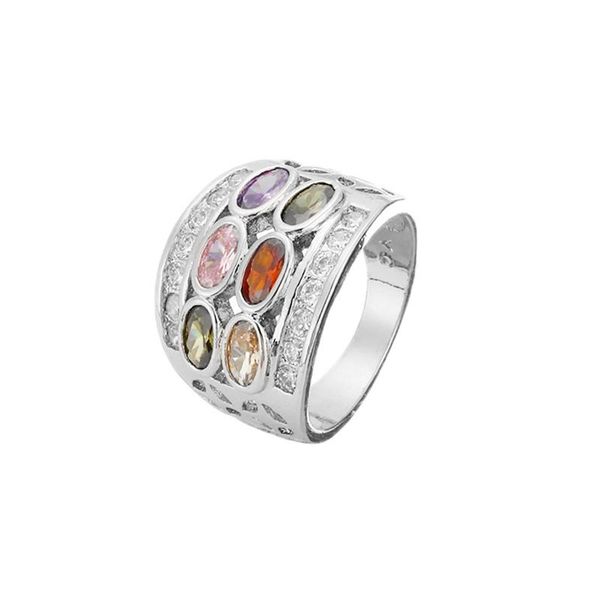 

wedding rings bohemia zircon stone ring vintage rainbow oval finger for women female party jewelry gifts, Slivery;golden