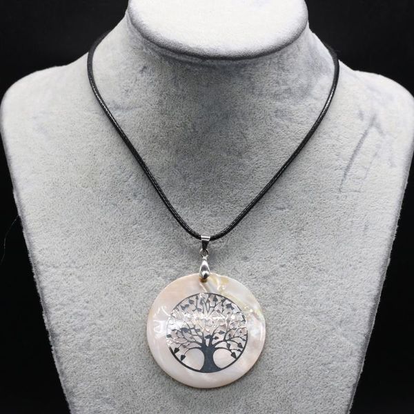 

pendant necklaces natural mother of pearl shell necklace charming tree pattern for women men charms jewelry, Silver