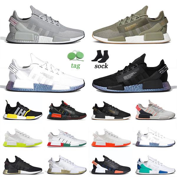 

High Quality 2022 NMD R1 V2 Mens Women Running Shoes Legacy Green Grey Silver Metallic Bright Volt Thunder Tennis Designer Trainers Sneakers 36-45