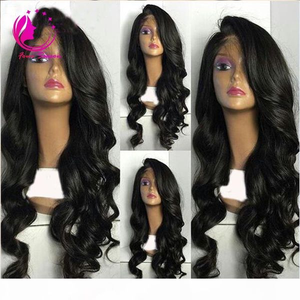 

full density virgin brazilian human hair loose wave wig glueless remy human hair full lace wig with side bangs, Black;brown