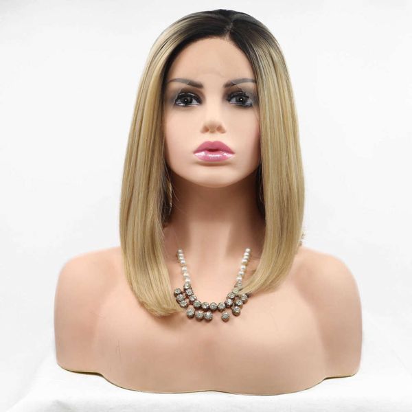 

tyle personality short wig mixed color gold brown hair chemical fiber high temperature silk, Black;brown