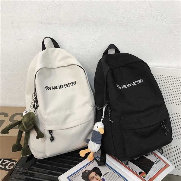 

korean backpack lady women couple all-match fashion backpack canvas black red student bag 202211