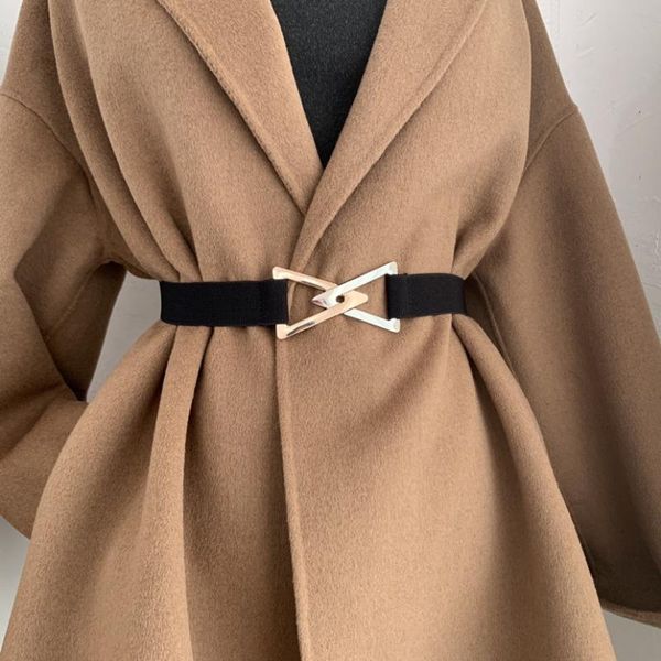 

belts 1pcs wholesale korean version of the triangle to buckle waist seal simple fashion belt women loose elastic thin, Black;brown