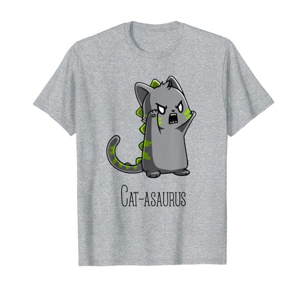 

catasaurus kitten kitty dinosaur t-rex dino funny cat lovers t-shirt, White;black