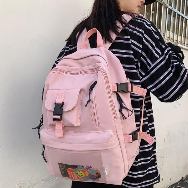 

backpack dcimor waterproof nylon multi-pocket insert buckle travel bag college couples transparent pocket schoolbag