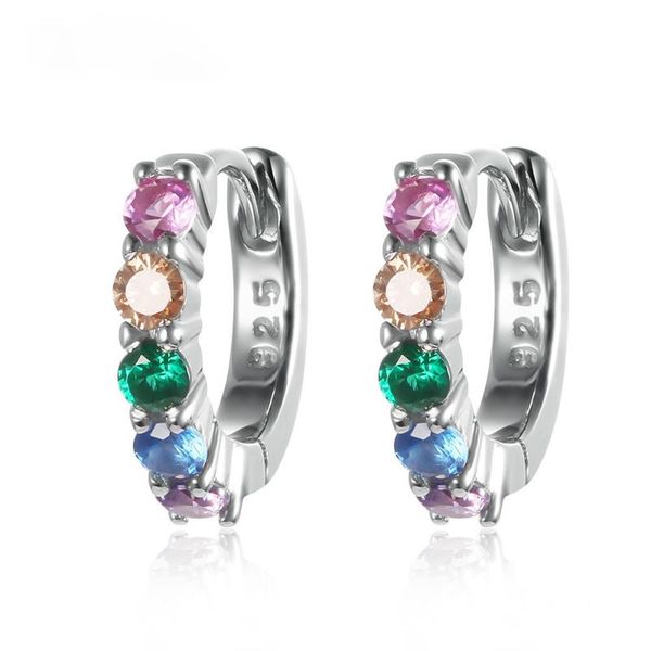

hoop & huggie s925 sterling silver earring multicolor zircon circle earrings for women girl color small ear hook jewelry gifts, Golden;silver