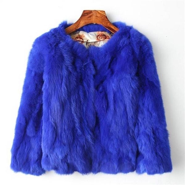 

women autumn solid real winter rabbit female skin thin o-natural neck w casual ladies genuine fur coats y20 opfk, Black
