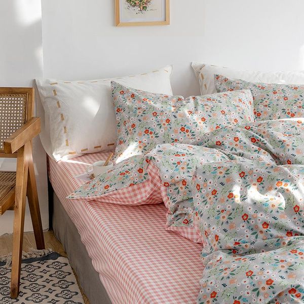

bedding sets cotton set princess style ruffle four piece pastoral quilt american extra large