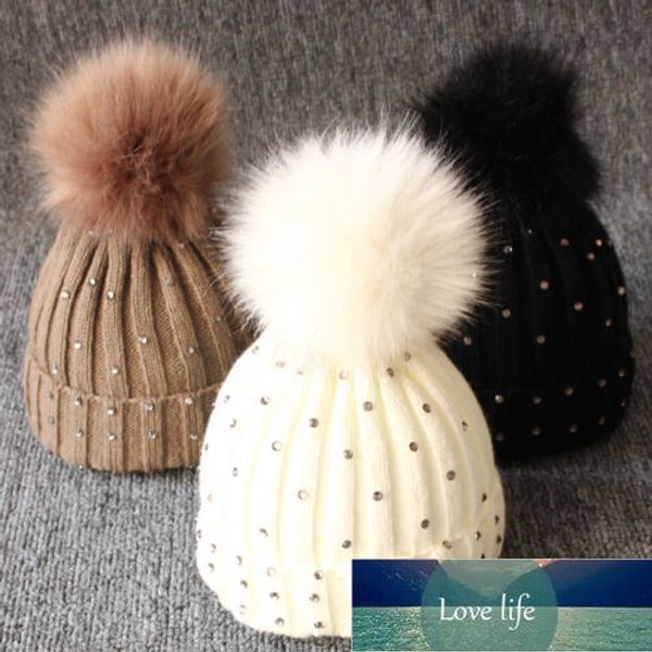 Meninas Adorável Kintted Pompon Goselinhos Boy Inverno Bebê Bebê Lantejoulas De Pele Quente Knit Beanie Chapéu Newborn Chapéu Caps Caps Fábrica Preço Especialista Qualidade Mais Recente