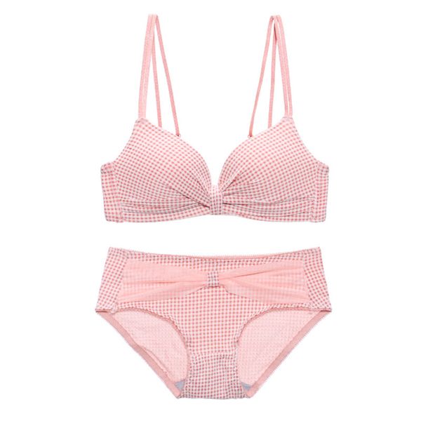 

fashion design new girdle less plaid suit, comfortable and traceless, small bra gathers lovely girl underwear, Red;black