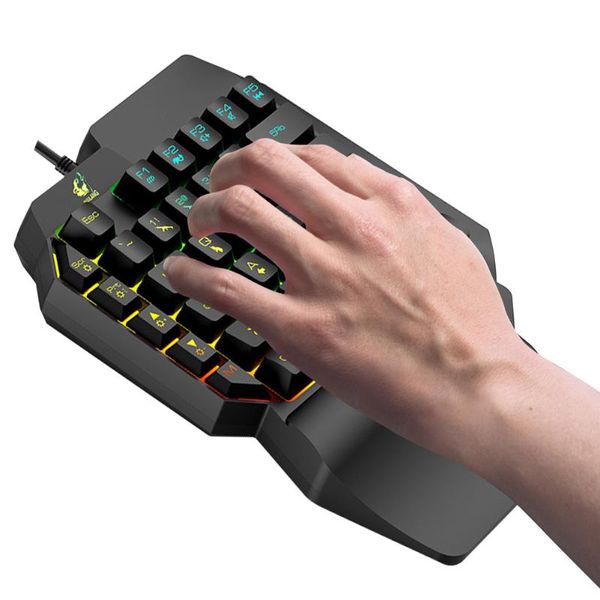 

ergonomic one-handed led backlight usb wired mouse gaming keyboard set rgb portable wrist rest home 41 keys professional combos