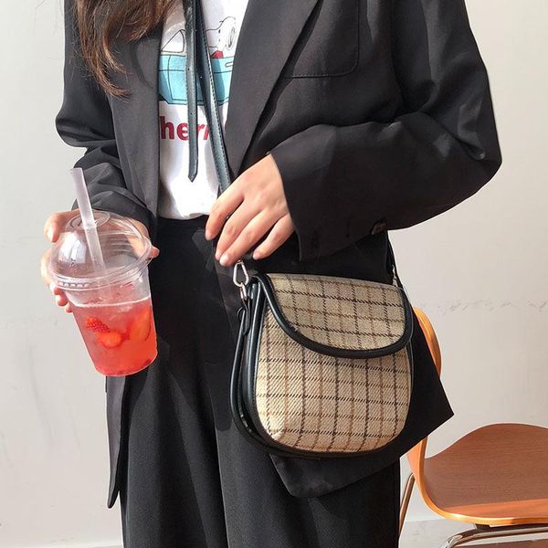 

shoulder bags y&y bag women autumn and winter ins retro messenger fashion casual simple mini plaid canvas