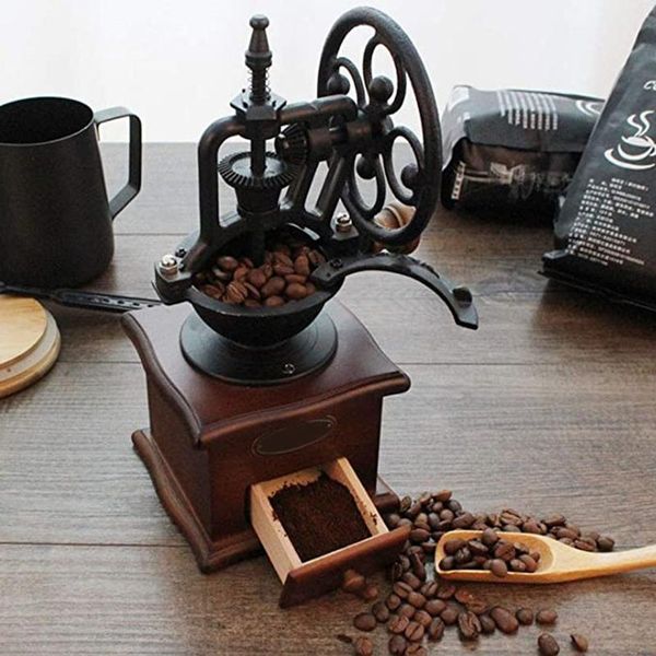 

manual coffee grinders portable retro bean grinder wooden cast iron hand stainless steel spice mini mill