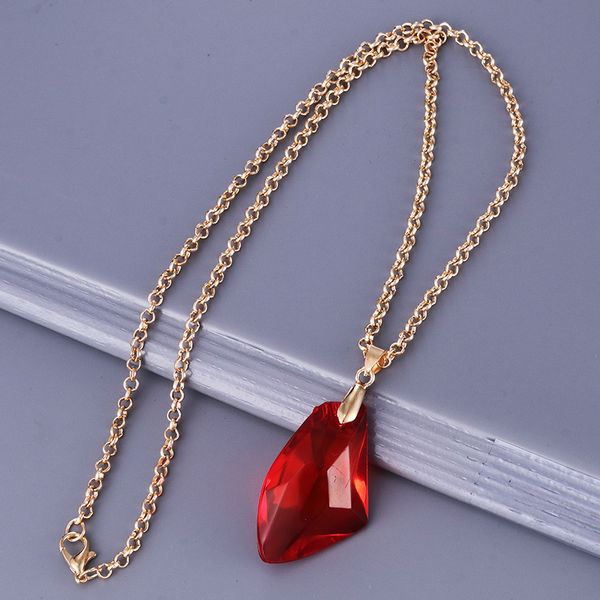 

10pc fashion movie charm sorcerer philosophers magic stone necklace red acrylic pendant potter jewelry for men women gifts, Silver