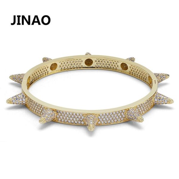 

hip hop bling cubic zircon rivet bracelet punk heavy metal popular personality bracelet accessories men women bracelets, Golden;silver