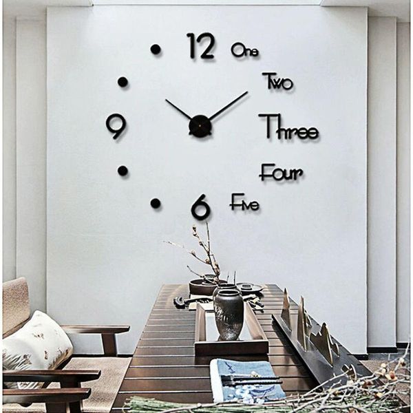 

wall clocks convenient installation modern design clock big 3d diy acrylic mirror mechanism sticker home living room decoration q
