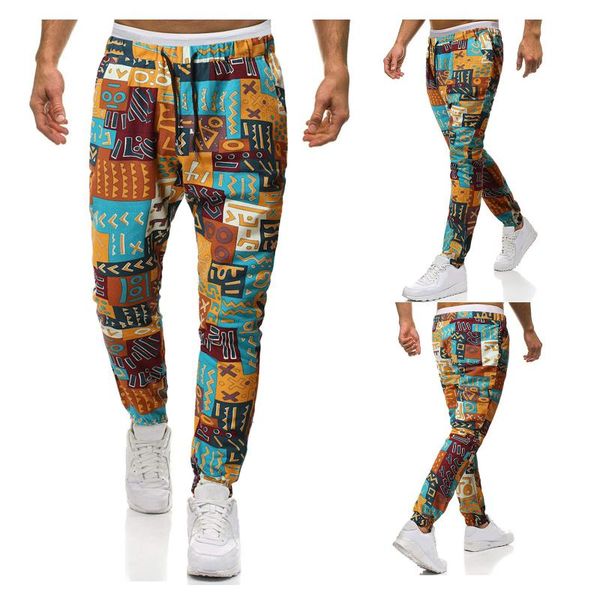 

men's pants 2021 brand casual fashion plus-size trend retro ethnic style leisure with small feet trousers pants#58, Black
