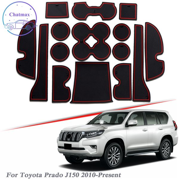 

with car brand logo 15pcs car styling for toyota prado j150 2010-present latex gate slot pad interior door groove mat non-slip mat dust